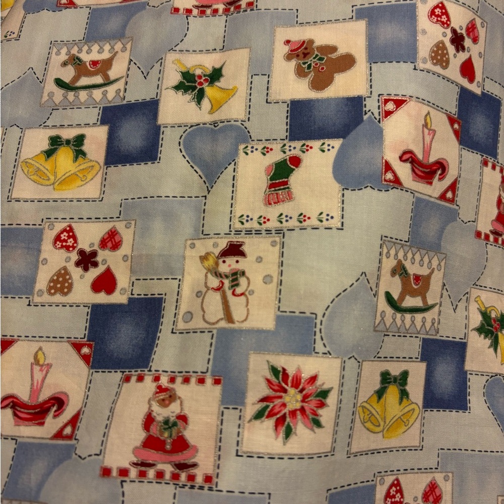 Fabric Christmas Blue Patchwork new 1 yard x 44” wide cotton Tis the Season